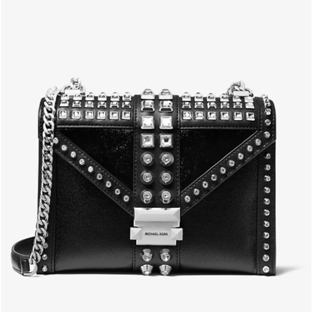 Michael Kors Whitney Large Crystal Embellished Patent Leather Convertible Bag
